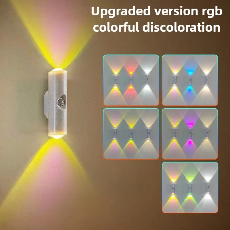 Smart RGB Gradient Night Light Magnetic Motion Sensor Rechargeable Wall Lamp for Bedroom Bathroom Closet Garden Home Decor