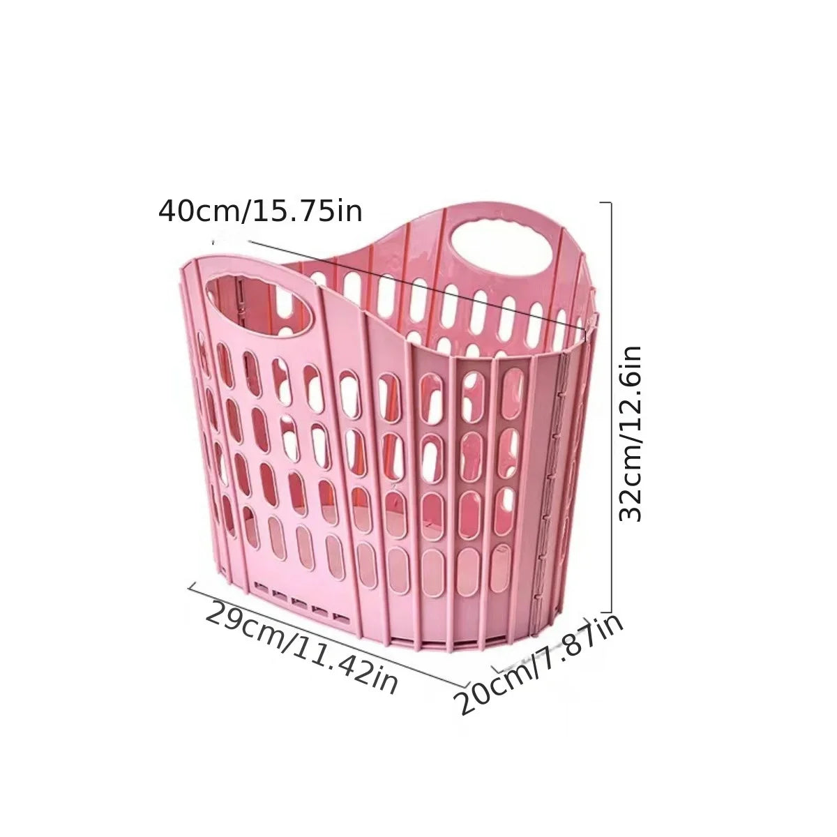 Foldable Laundry Basket with Handle - Durable Plastic Rectangular Design, Breathable and Lightweight for Home Bathroom