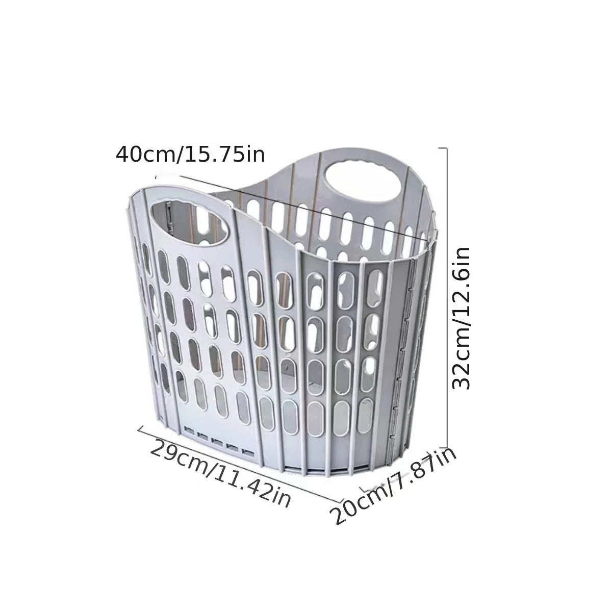 Foldable Laundry Basket with Handle - Durable Plastic Rectangular Design, Breathable and Lightweight for Home Bathroom