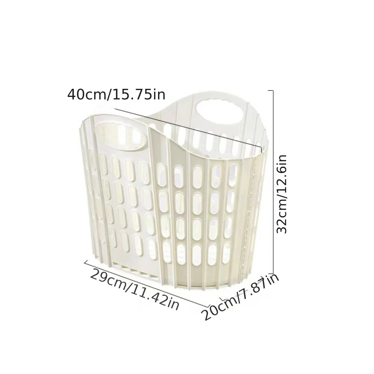Foldable Laundry Basket with Handle - Durable Plastic Rectangular Design, Breathable and Lightweight for Home Bathroom