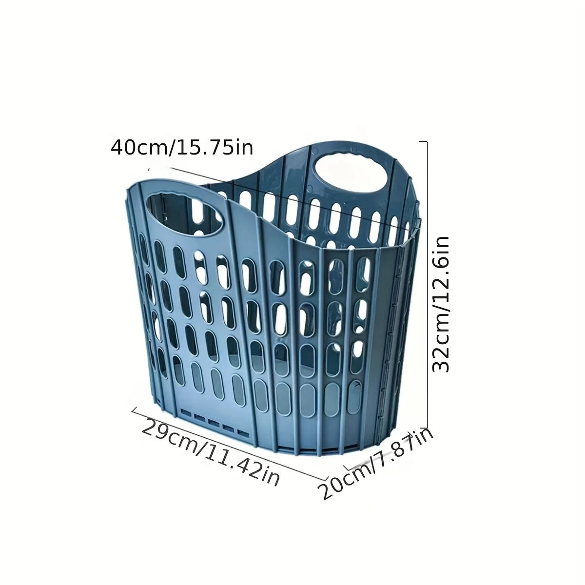 Foldable Laundry Basket with Handle - Durable Plastic Rectangular Design, Breathable and Lightweight for Home Bathroom