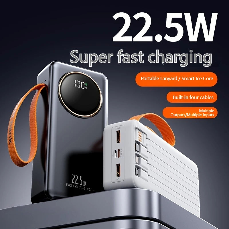 Portable Power Bank 22.5W 80000mAH Super Fast Charger Large Capacity External Battery Supports Simultaneous Charging of 5 Device