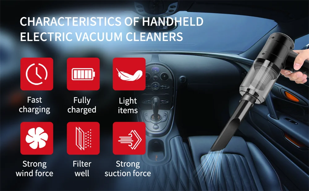 Portable mini vaccum cleaner for desk, car & home cleaning