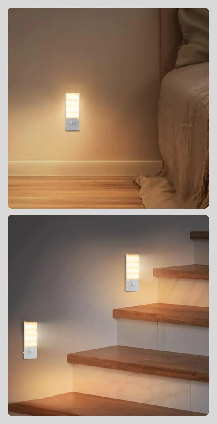 Motion Sensor LED Night Light Rechargeable Night Lamp Bedside Portable Kitchen Cabinet Night Lights for Bedroom Stairs Hallway