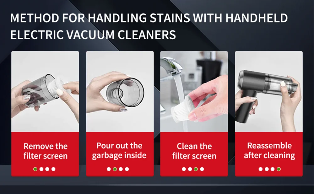 Portable mini vaccum cleaner for desk, car & home cleaning