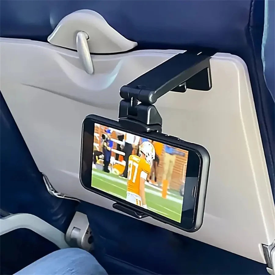 Foldable Adjustable Airplane Phone Holder Stand  Portable Travel Desk for Flight  Train and Car Seats  Rotatable Selfie Capable