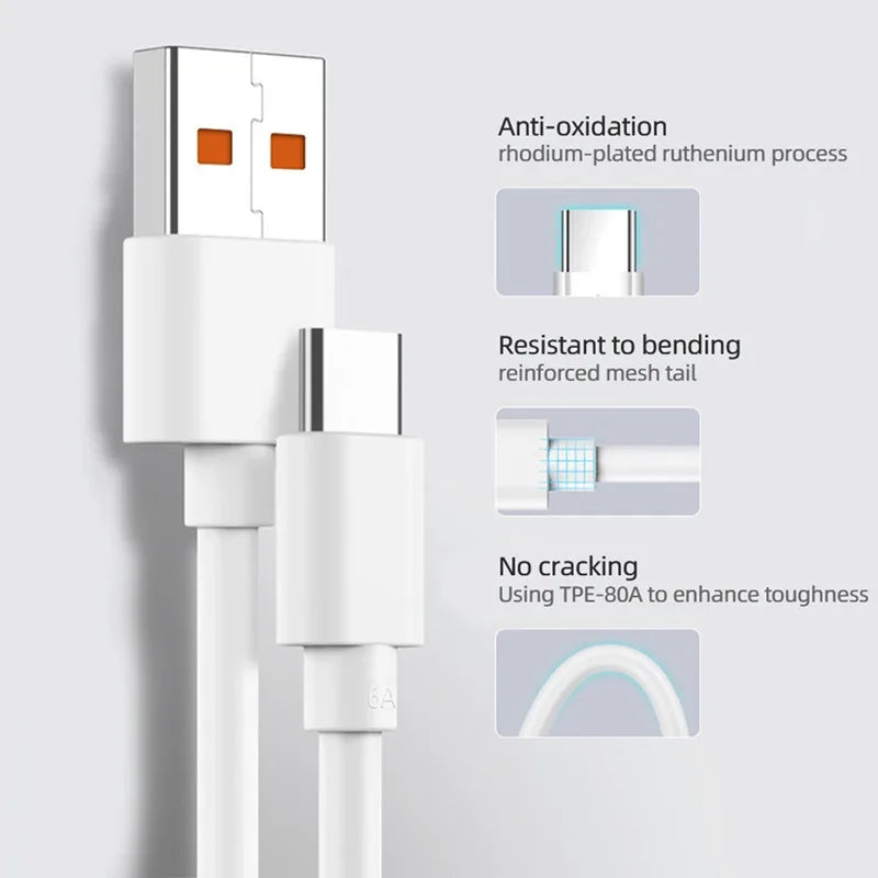 Original Xiaomi 6A 120W USB C-type ultra fast charging cable Xiaomi Mi 13 12 Pro Realme POCO 12 Turbo fast charging data cable